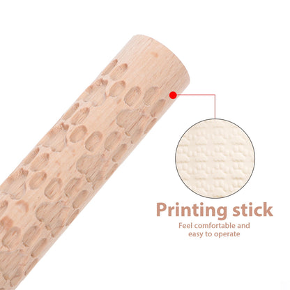 HOOWIFFY Pottery Slab Roller Embossed Rolling Pin Wooden Khaki 1Pack for Baking Cookies Artists V1189-WXFWAL-20260326-02685