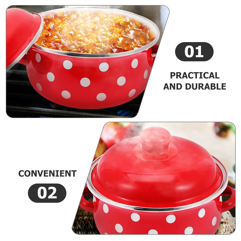 HOOWIFFY Red Enamel Pot - Daily Use Cookware for Kitchen, Versatile and Easy to Clean V1189-WXFWAL-20260326-02699