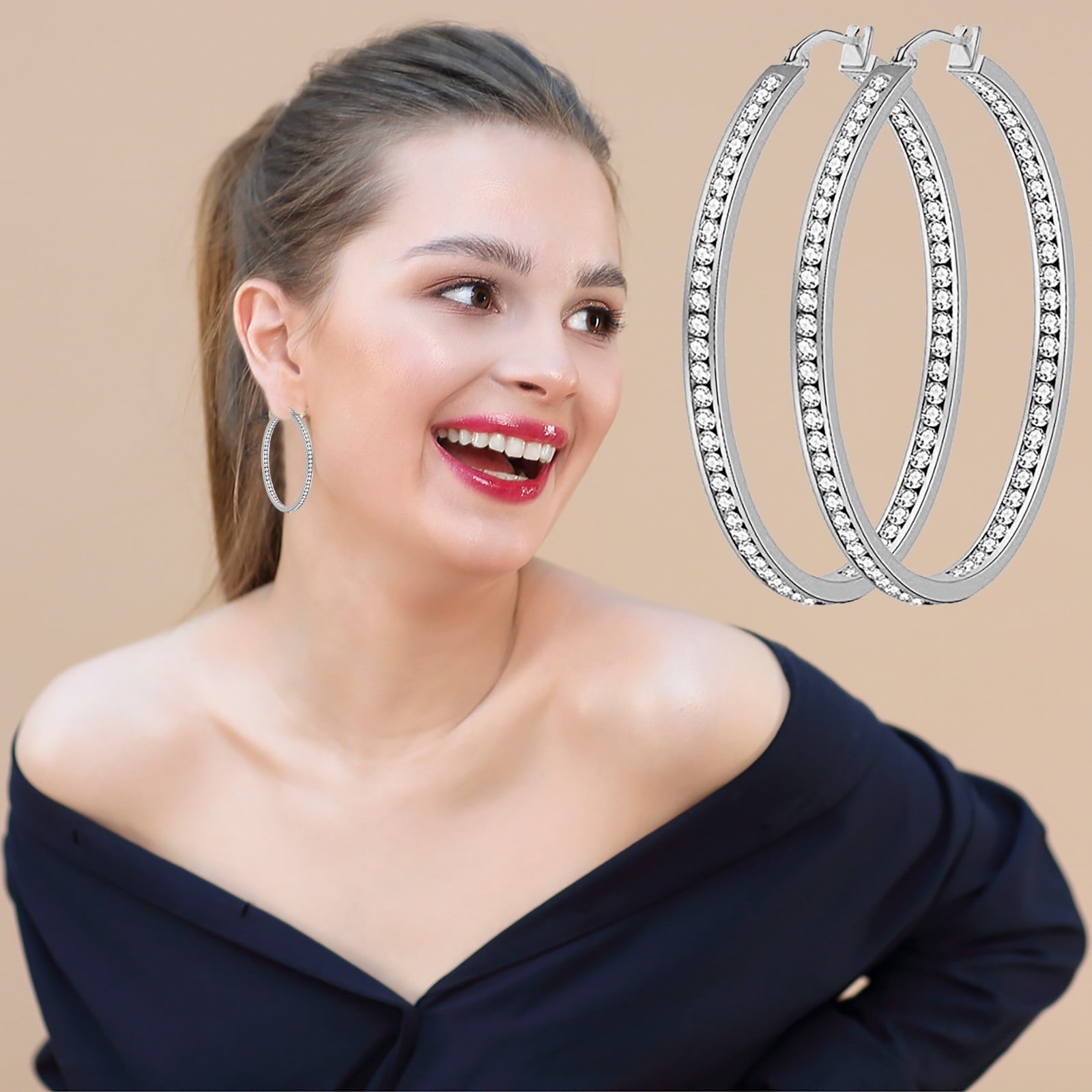 ChmadoxnLarge Hoop, Earrings, Silver, (19'), DTBPRQ50 One Size Silver V1189-WXFWAL-20260326-02700