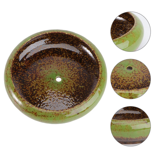 HOOWIFFY Green Ceramic Flower Pot, Hydroponic Planter for Indoor and Outdoor Garden Decor V1189-WXFWAL-20260326-02707