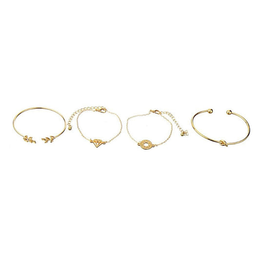 Chmadoxn 4Pcs Dainty Gold Bracelet Set for Women Cuff Open Wire Bangle Wrap Boho Crystal Rhinestones Bangles V1189-WXFWAL-20260326-02714
