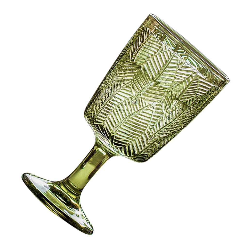 300ml Embossed Glass Wine Goblet with Retro Leaves Pattern, Elegant Water and Drinks Cup for Home and Party V1189-WXFWAL-20260326-02716