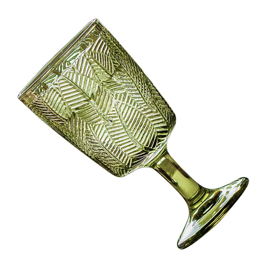300ml Embossed Glass Wine Goblet with Retro Leaves Pattern, Elegant Water and Drinks Cup for Home and Party V1189-WXFWAL-20260326-02716
