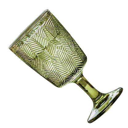 300ml Embossed Glass Wine Goblet with Retro Leaves Pattern, Elegant Water and Drinks Cup for Home and Party V1189-WXFWAL-20260326-02716