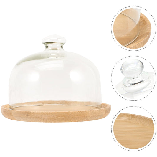 HOOWIFFY Transparent Glass Cake Tray with Dome Cover for Food Storage and Display, 1 Set V1189-WXFWAL-20260326-02728