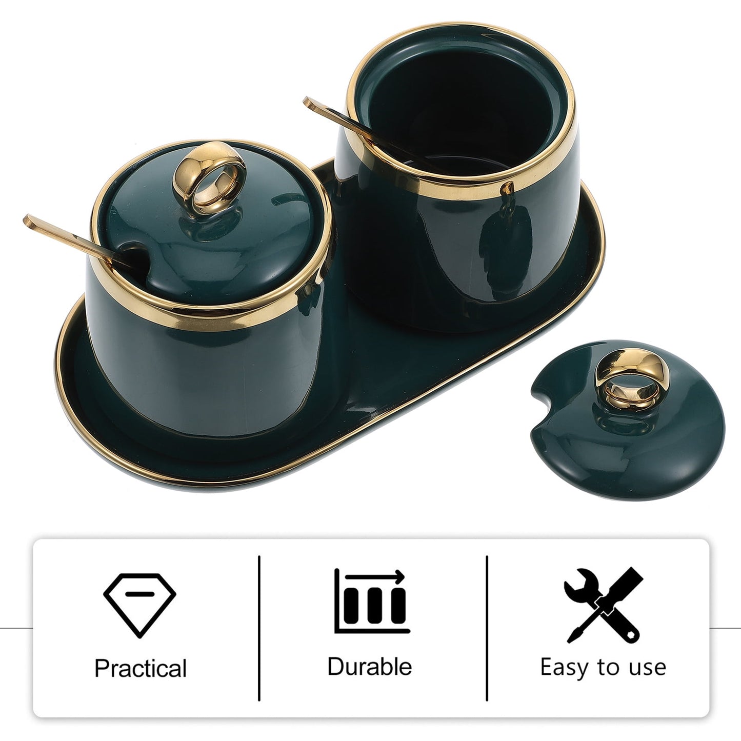 1 Set Sugar Bowls with Lid Tray Spoons Seasoning Boxes Salt Containers V1189-WXFWAL-20260326-02733