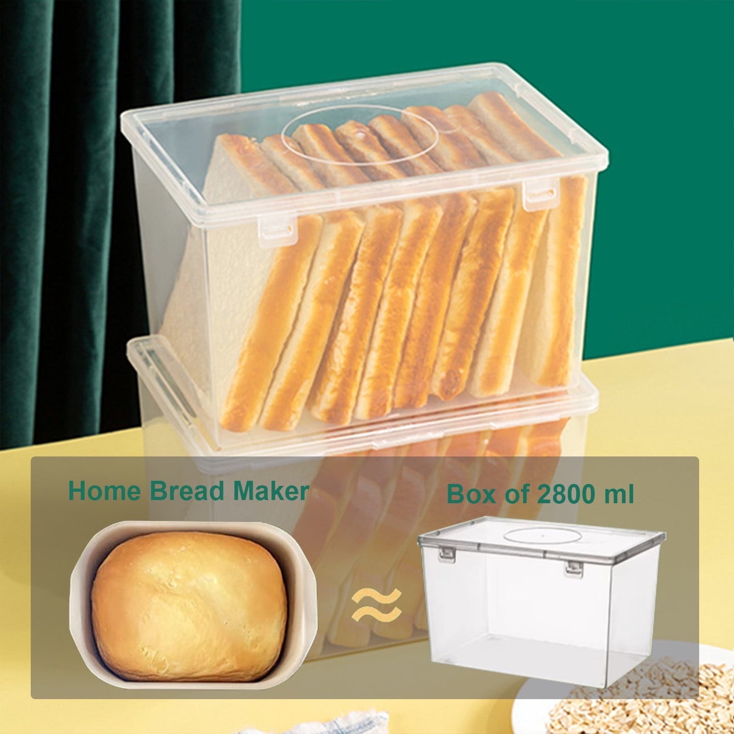 Lksixu Storage Bins with Lids Airtight Bread Storage Containers Bread Bin Plastic Reusable Loaf Cake Clear V1189-WXFWAL-20260326-02762