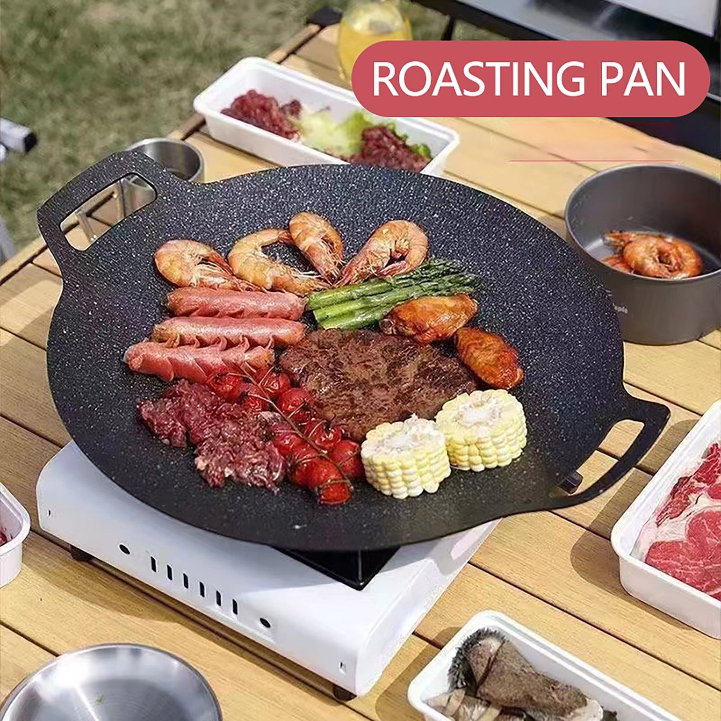 Chmadoxn Diameter 10.9 inch Universal Cast Iron Grill Pan, Large Round Cast Iron Pan with Two Handles, V1189-WXFWAL-20260326-02772