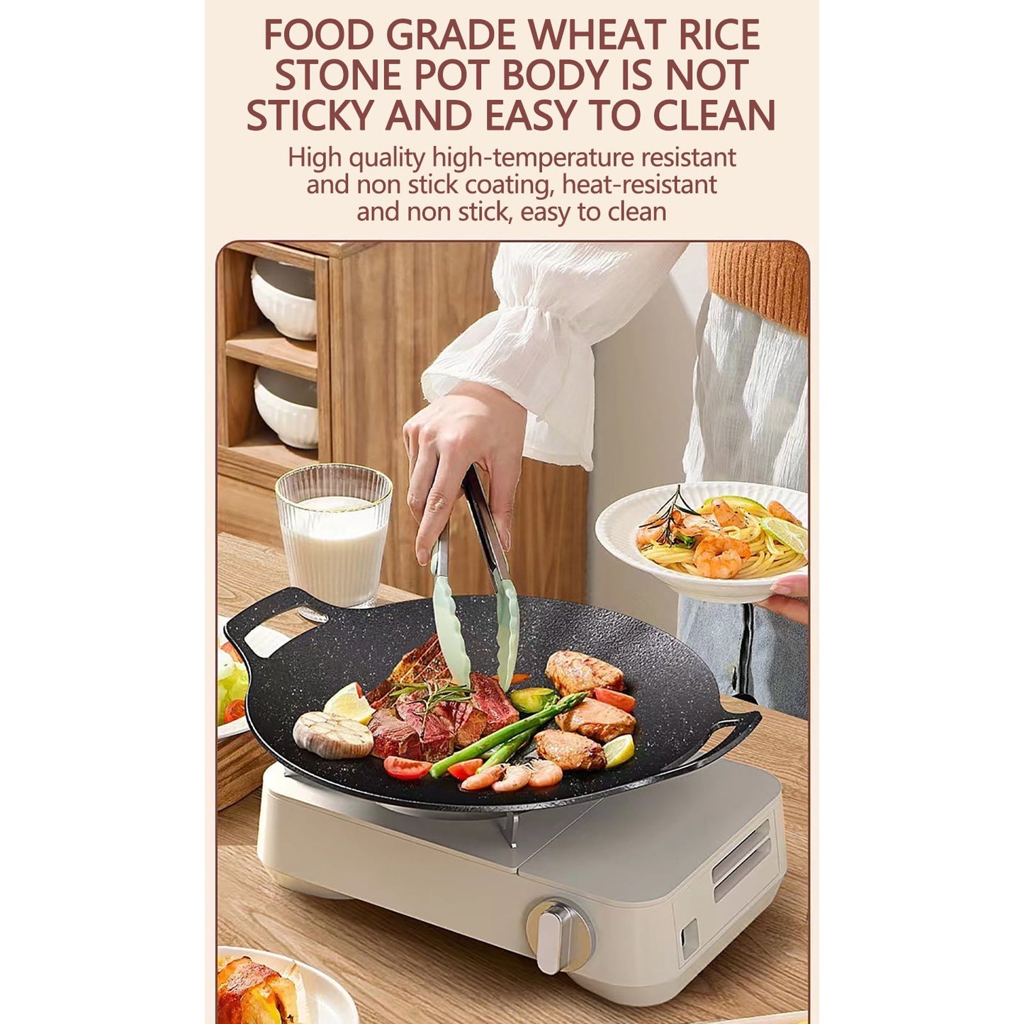 Chmadoxn Diameter 10.9 inch Universal Cast Iron Grill Pan, Large Round Cast Iron Pan with Two Handles, V1189-WXFWAL-20260326-02772