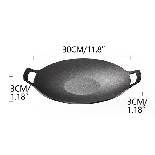 Chmadoxn Diameter 10.9 inch Universal Cast Iron Grill Pan, Large Round Cast Iron Pan with Two Handles, V1189-WXFWAL-20260326-02773