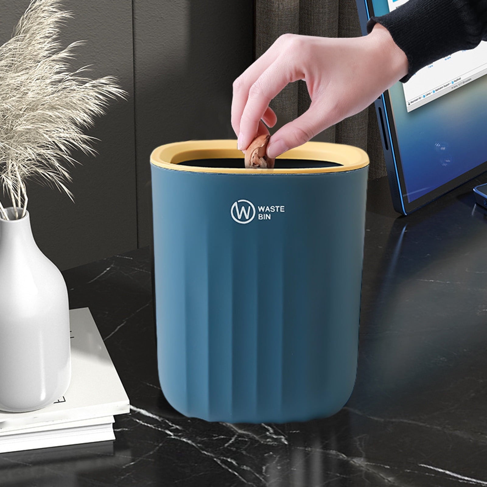 Chmadoxn Bathroom Trash Can, Plastic Rectangular Garbage Can for Kitchen, Bedroom, Living Room, Small Indoor V1189-WXFWAL-20260326-02780