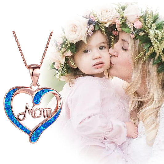 Chmadoxn Necklace for Mom 925 Silver Love Heart Pendant Necklace Birthstones Jewelry Blue Sapphire Pearl V1189-WXFWAL-20260326-02809