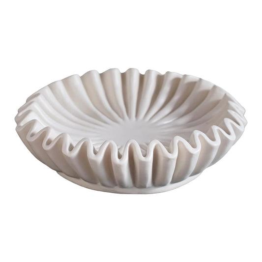 Darzheoy Ruffled Decorative Bowl, White Decorative Bowls for Home Decor, Fluted Fruit Bowl, Decorative Flower V1189-WXFWAL-20260326-02818