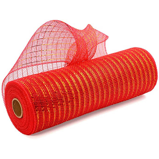 Darzheoy 10 Inch x 30 Feet Deco Poly Mesh Ribbon, Metallic Foil Poly Mesh Ribbon, for Wreaths, Swags, Craft, V1189-WXFWAL-20260326-02865