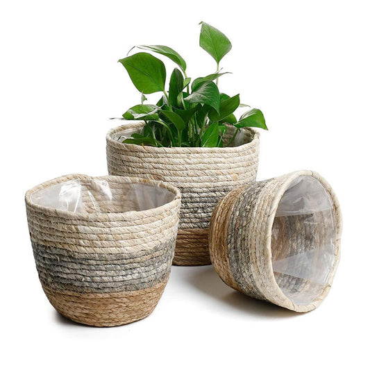 Darzheoy Woven Seagrass Plant Basket, Flower Pots Home Boho Decor, Storage Picnic Grocery Straw Bag for Plant V1189-WXFWAL-20260326-02888