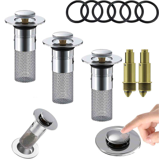 Chmadoxn Universal Bathroom Sink Stopper, Basin Sink Drain Strainer, Bathroom Sink Plug with Stainless Steel V1189-WXFWAL-20260326-02897