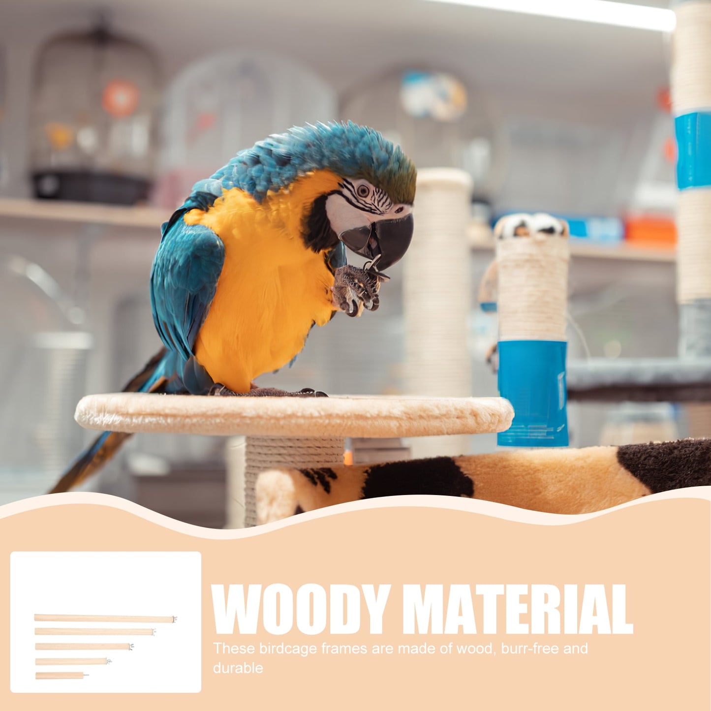 Wooden Parrot Standing Pole 5PCS Bird Perches for Cage, Bird Cage Accessories, Climbing Perch Stand for V1189-WXFWAL-20260326-02946