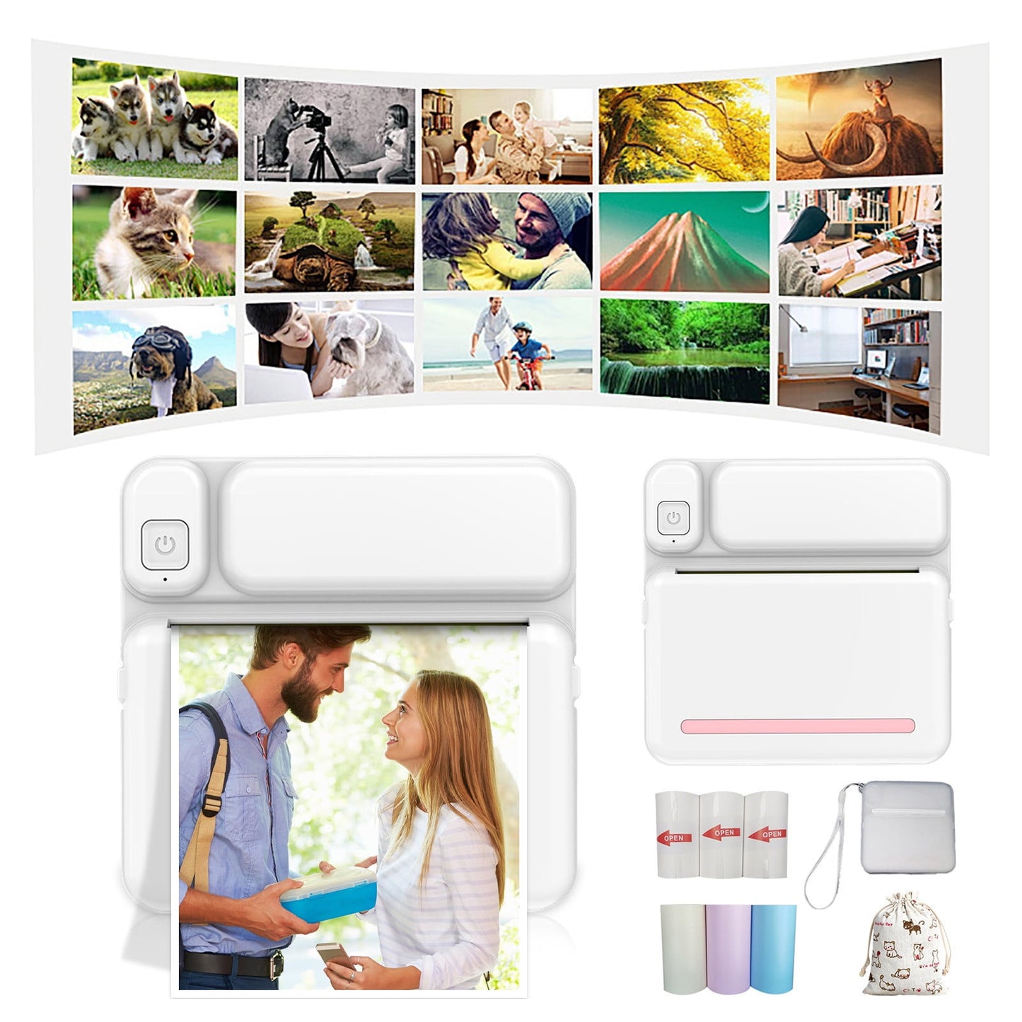 Back to School Chmadoxn Thermal Portable Bluetooth Printers, High Resolution Instant Photo Printer, Mini V1189-WXFWAL-20260326-02956