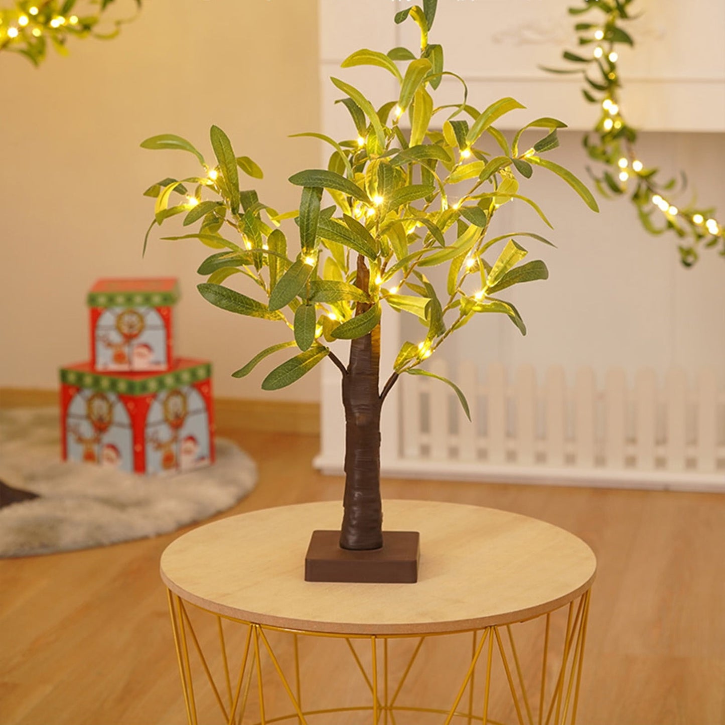 Chmadoxn Green Leaf Birch Tree with LED Lights, Artificial Tree Lamp, DIY Birch Tree with LED Lights, Lighted V1189-WXFWAL-20260326-03095