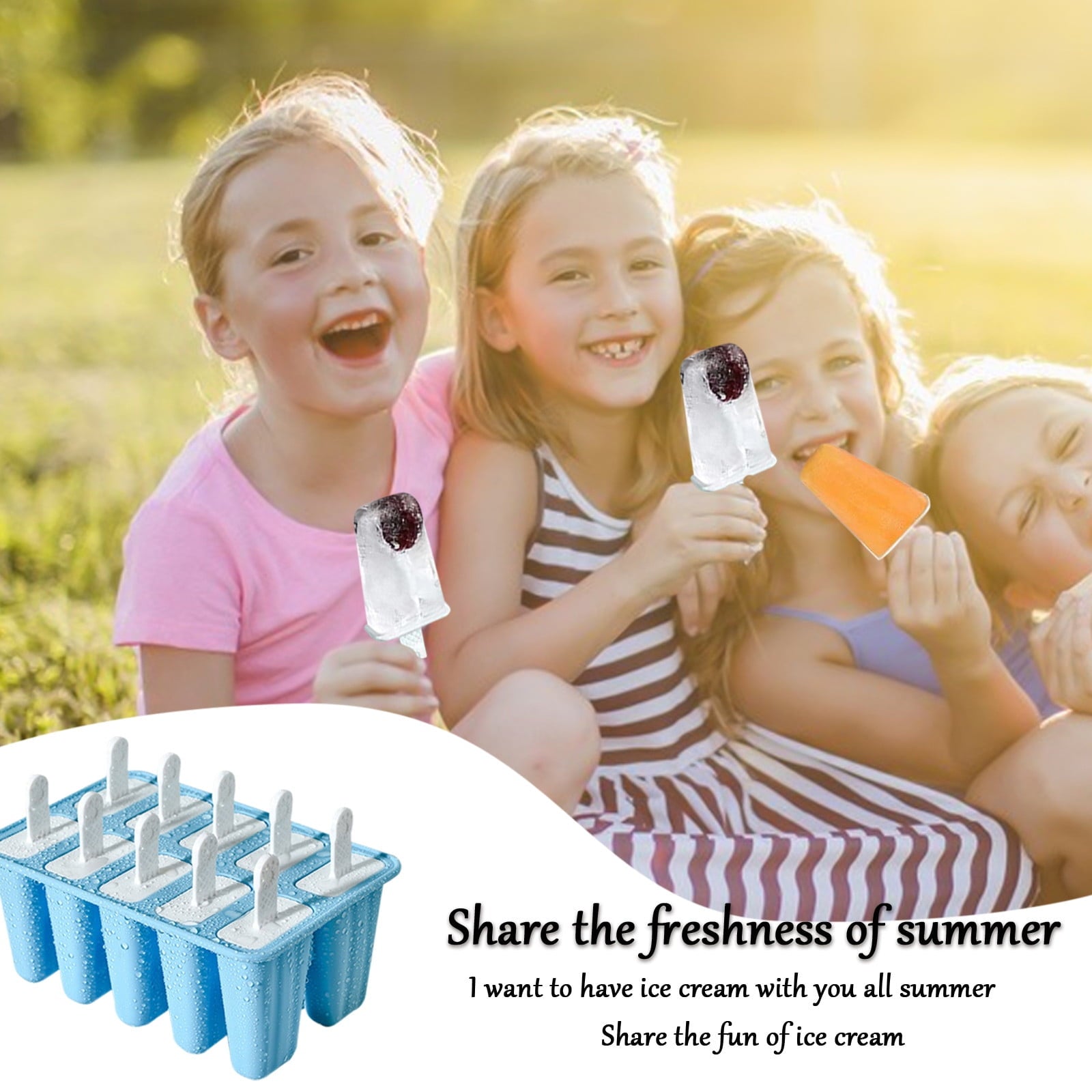 Darzheoy Popsicle Mould, Popsicle Molds 10 Pieces Silicone Ice Molds BPA Free Popsicle Mold Reusable Easy V1189-WXFWAL-20260326-03102
