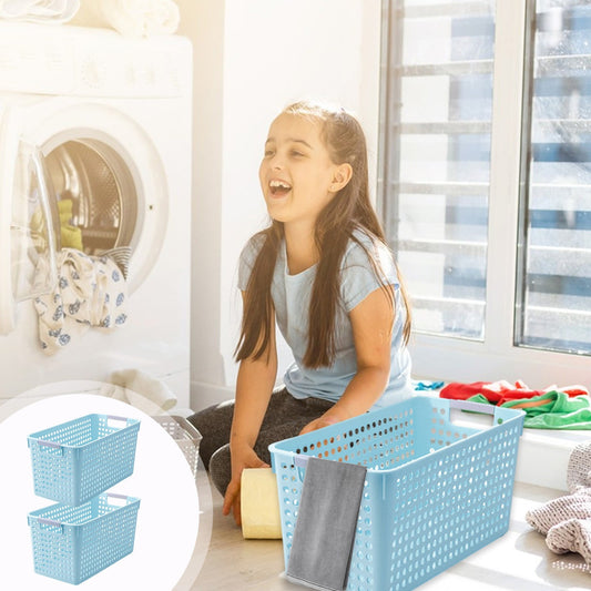 Darzheoy Laundry Basket, 2 pcs Plastic Hamper with Handles, Open Storage Bin to Organize Closets, Cabinets, V1189-WXFWAL-20260326-03140