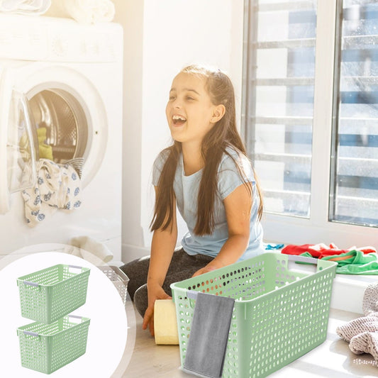 Darzheoy Laundry Basket, 2 pcs Plastic Hamper with Handles, Open Storage Bin to Organize Closets, Cabinets, V1189-WXFWAL-20260326-03141