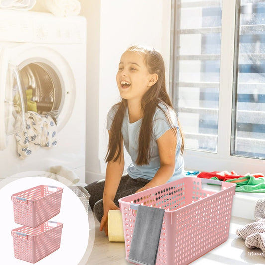 Darzheoy Laundry Basket, 2 pcs Plastic Hamper with Handles, Open Storage Bin to Organize Closets, Cabinets, V1189-WXFWAL-20260326-03142