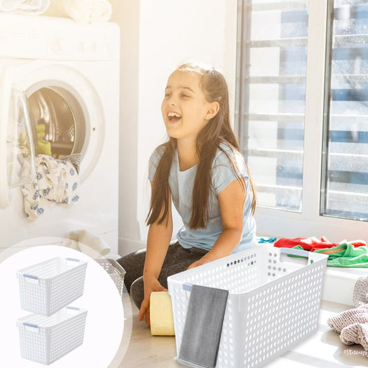 Darzheoy Laundry Basket, 2 pcs Plastic Hamper with Handles, Open Storage Bin to Organize Closets, Cabinets, V1189-WXFWAL-20260326-03143