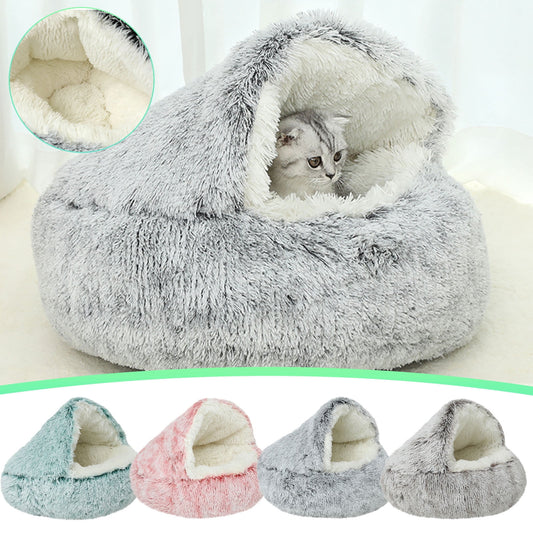 Darzheoy Calming Dog Beds & Cat Cave Bed with Hooded Cover, Removable Washable Round Beds for Small Medium V1189-WXFWAL-20260326-03164