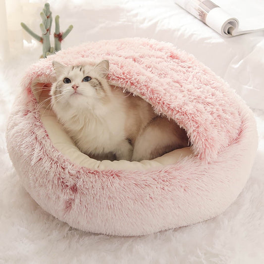 Darzheoy Cat Bed Round Plush Hooded Cat Bed Cave, for Indoor Cats or Small Dog Beds, Calming Pet Beds Calm V1189-WXFWAL-20260326-03179