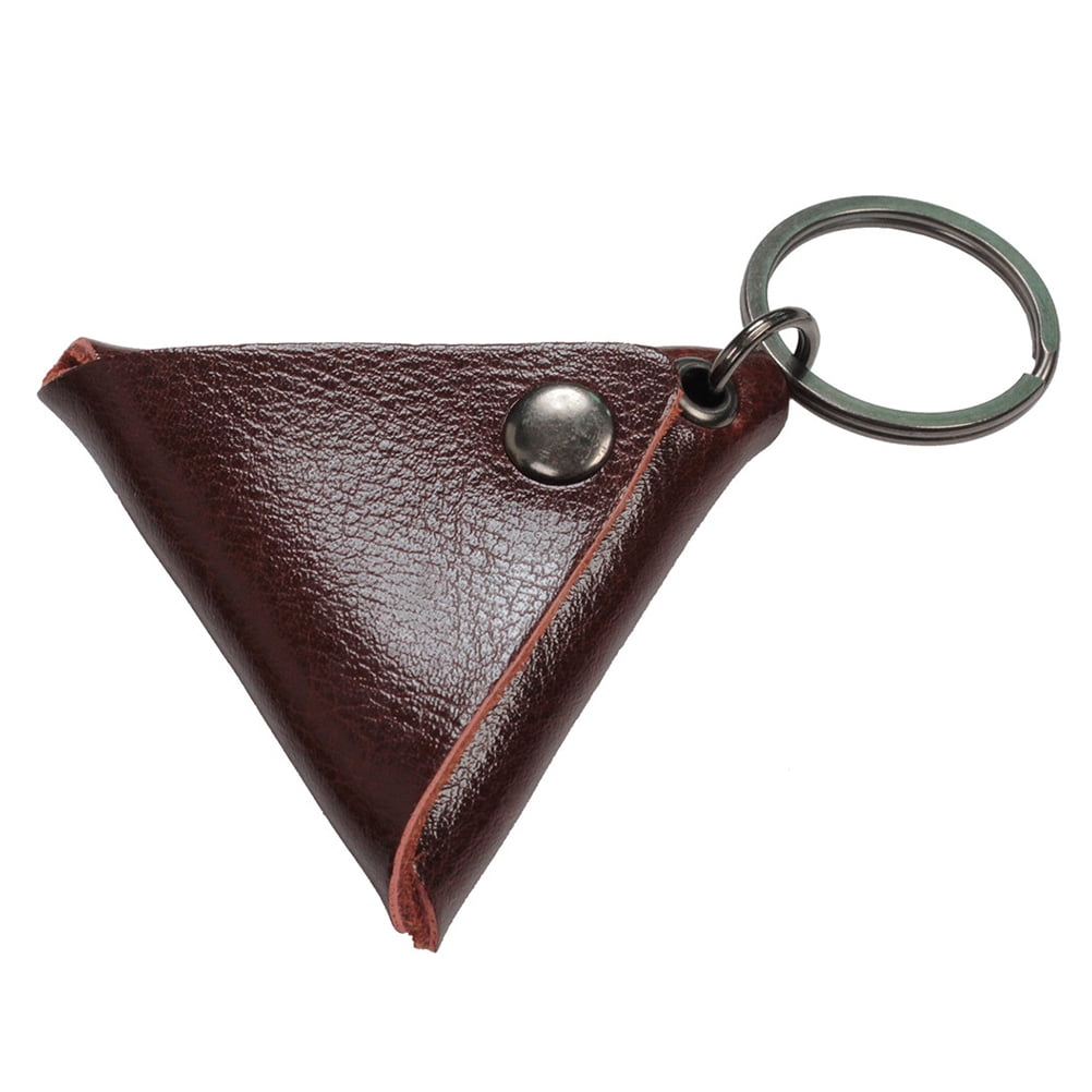 YARNOW Guitar Pick Holder Genuine Leather Guitarra Plectrum Case Bag Triangle Keychain Accessories (Brown) V1189-WXFWAL-20260326-03185