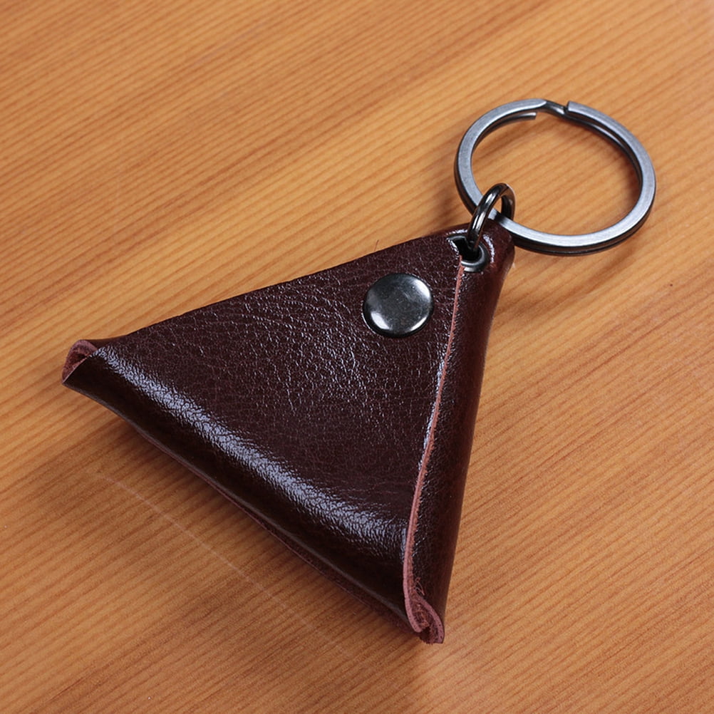 YARNOW Guitar Pick Holder Genuine Leather Guitarra Plectrum Case Bag Triangle Keychain Accessories (Brown) V1189-WXFWAL-20260326-03185