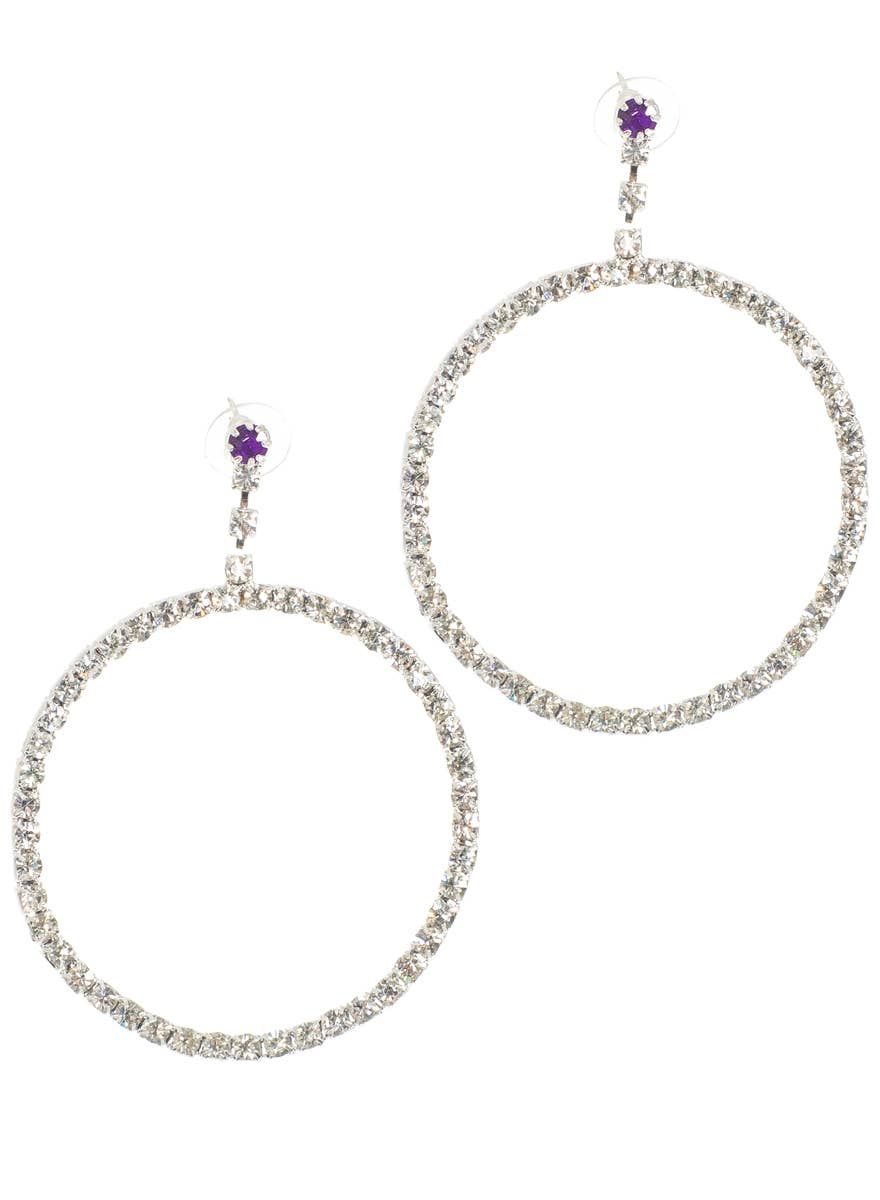 Large Sparkly Diamante Hoop Costume Earrings V1191-E-0665