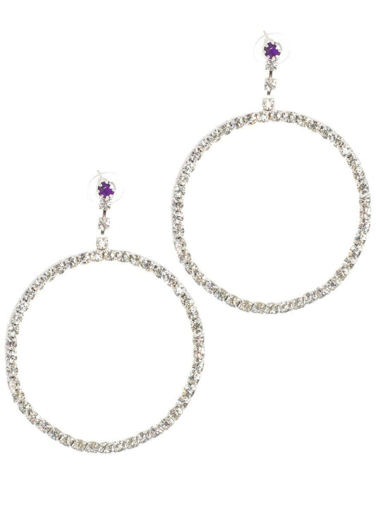 Large Sparkly Diamante Hoop Costume Earrings V1191-E-0665