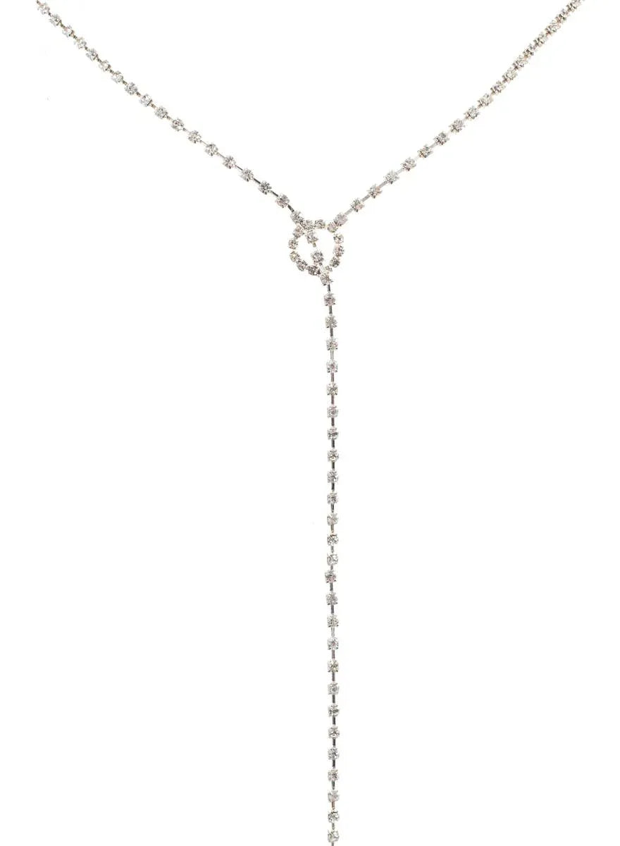 Sparkly Silver Diamante Drop Costume Necklace V1191-E-0707