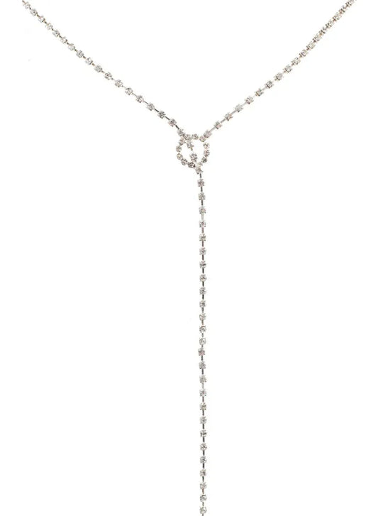 Sparkly Silver Diamante Drop Costume Necklace V1191-E-0707