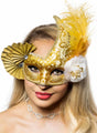 Elaborate Gold Fan Masquerade Mask V1191-E-CX-07141