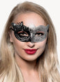 Butterfly Venetian Masquerade Mask in Black and Silver V1191-E-CX-07143