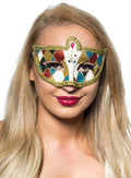 Harlequin Gold Braid and Glitter Venetian Masquerade Mask V1191-E-CX-07158