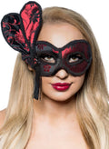 Deluxe Black and Red Brocade Masquerade Mask V1191-E-CX-07160