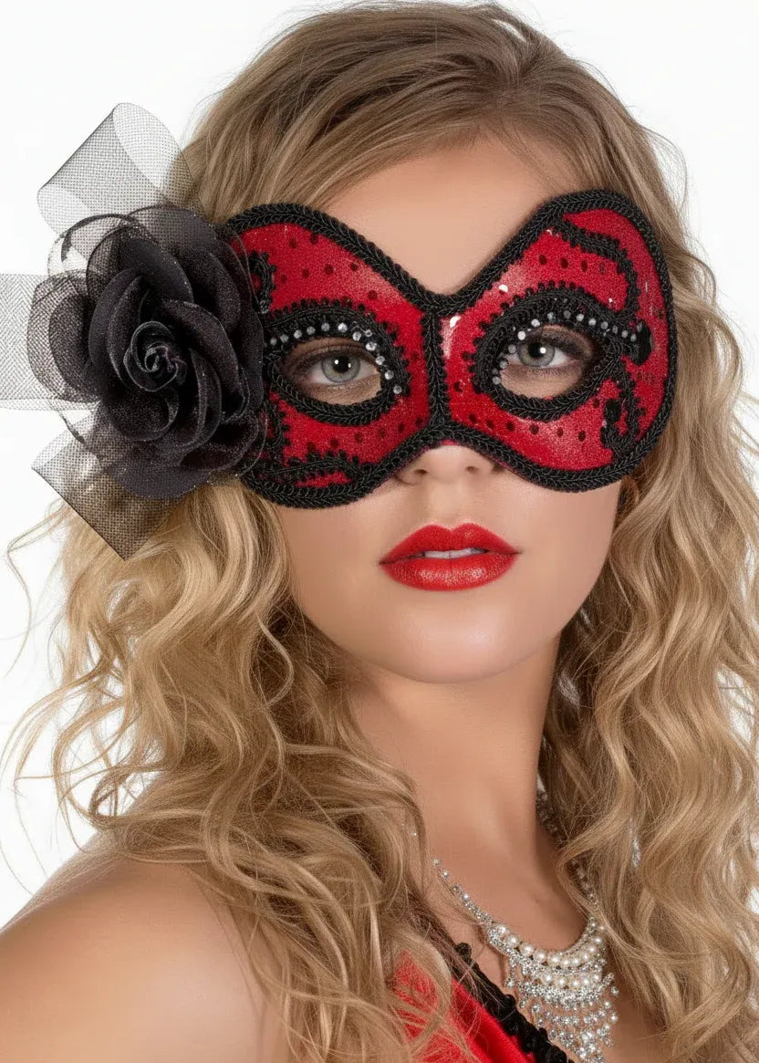 Glittering Senorita Red Masquerade Mask V1191-E-CX-07161