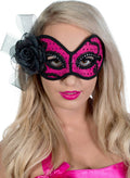 Glittering Senorita Hot Pink Masquerade Mask V1191-E-CX-07162
