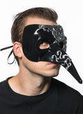 Long Nose Black and Silver Venetian Masquerade Mask V1191-E-CX-07166