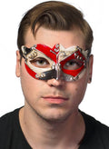 Antiqued Red and Silver Music Venetian Masquerade Mask V1191-E-CX-07168