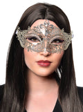 Lacework Silver Metal Rhinestone Masquerade Mask V1191-E-CX-07177