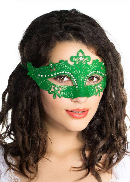 Cut Out Green Masquerade Mask with Rhinestones V1191-E-CX-07192