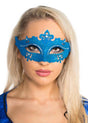 Cut Out Blue Masquerade Mask with Rhinestones V1191-E-CX-07201