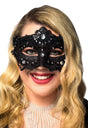 Glitter and Floral Lace Overlay Black Masquerade Mask V1191-E-CX-07240