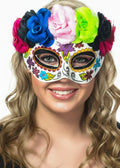 Day of the Dead Rainbow Flower Sugar Skull Masquerade Mask V1191-E-CX-07251