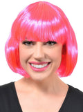 Short Hot Pink Womens Bob Costume Wig with Bangs V1191-E-DF-WG-7105